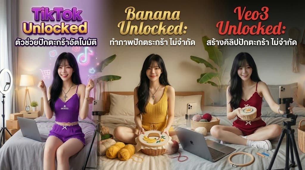 Veo3 x Banana Pro - โปรแกรมใหม่ ตัวช่วยทำคลิปไว้ปักตะกร้า แบบไม่จำกัด